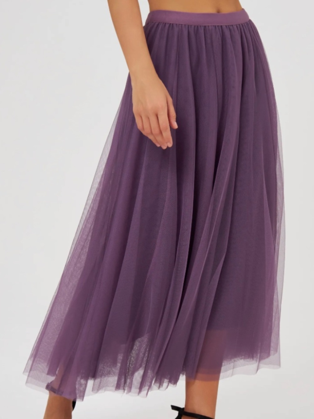 Spring Summer Fashion Solid Color A-line Long Skirts Layered Tulle Elastic Waist